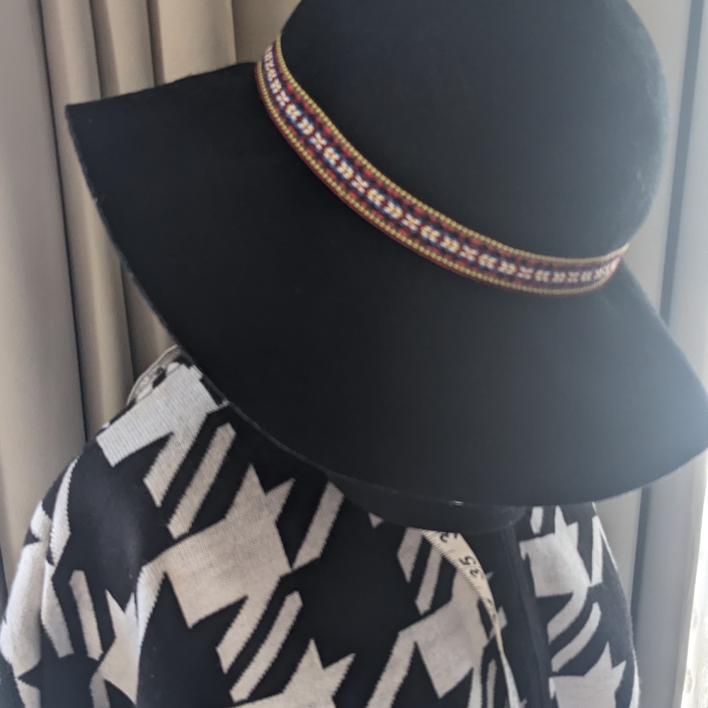 Cost Plus World Market Black Hat with Woven Band